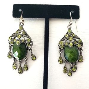 Green Dangle Drop Earrings